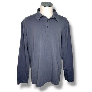 Structure Mens XXL Gray Long Sleeve Polo‎ Shirt Business Casual Preppy Golf
